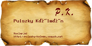 Pulszky Kálmán névjegykártya